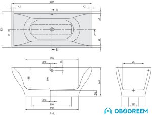 Ванна Villeroy & Boch La Belle 180x80 UBQ180LAB9W1V-01