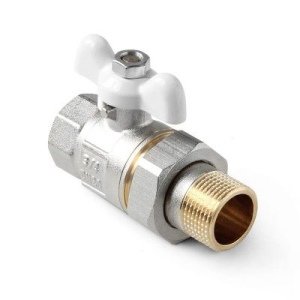 Кран шаровой полнопроходной со сгоном ручка бабочка(белая), Н-В 3/4 Pro Aqua Valves