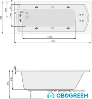 Ванна Poolspa Linea 170x70 Smart 2+ PHPNP10ST2C1960