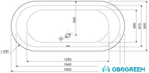 Ванна Cezares Metauro Central 180x80
