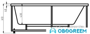 Ванна Aquatek Оберон 170x70 без гидромассажа (слив справа)
