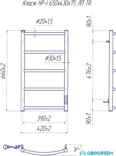Полотенцесушитель Марио Классик HP -I 65x43 TR (левый)