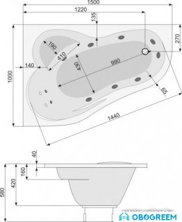 Ванна Poolspa Leda 150 x 100