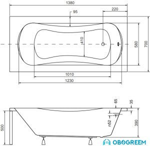 Ванна Besco Aria 140x70