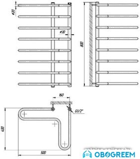 Полотенцесушитель Марио Угловая 80x50