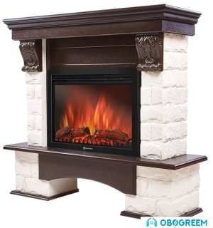 Портал Firelight Forte 25S (камень белый/шпон темный дуб)