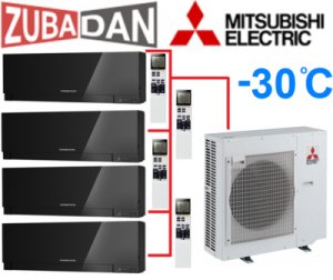 Тепловой насос Mitsubishi Electric MXZ-4E83VAHZ + 4 внутренних блока типа Design EF (25+25+25+25) (черный)
