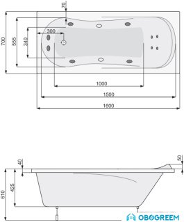 Ванна Poolspa Muza 160x70 Smart 1 PHPD610ST1C0000