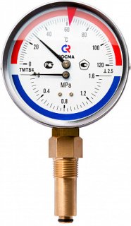 Термоманометр Росма ТМТБ-31P Dy 80 с нижним подключением 1/2, 10 бар 0-120*