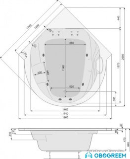 Ванна Poolspa Roma 208x140 Smart 2+ PHR4310ST2C1960