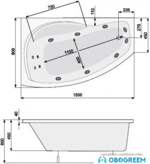 Ванна Poolspa Nicole 150 x 90