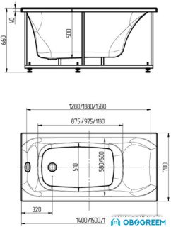 Ванна Aquatek Альфа 170x70 (с экраном и каркасом)