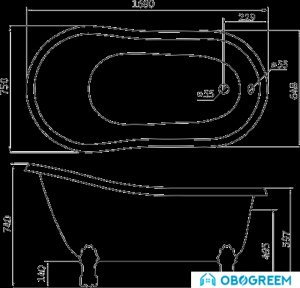 Ванна BelBagno BB01BAFS 168x75