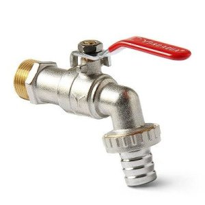 Кран угловой с патрубком для шланга, Н ручка рычаг 1/2 Pro Aqua Valves