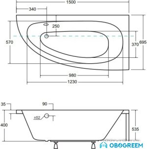 Ванна Besco Milena 150x70 R