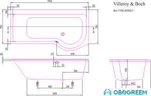 Ванна Villeroy & Boch Subway Right (BA170SUB3REV) 170x75