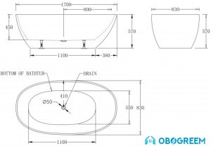 Ванна BelBagno BB80 170х83