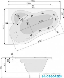 Ванна Poolspa Leda 160 x 100