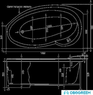 Ванна Aquanet Jersey 170x90 L (с каркасом и экраном)