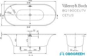 Ванна Villeroy & Boch Cetus (BQ190CEU7V) 190x80