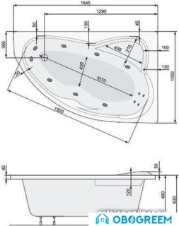 Ванна Poolspa Europa 165x105 R Economy 1 PHA4610SO1C0000