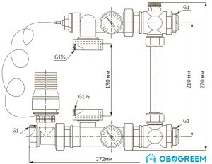 Запорная арматура Unipump Насосно-смесительный узел с термостат. стабилизацией MIX LOOP 89