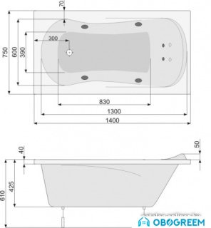 Ванна Poolspa Muza 140 x 75