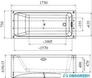 Ванна Radomir Агата 175x75 (с экраном и каркасом)