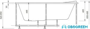 Ванна Aquatek Афродита 170x70 (левая, с 2 экранами и каркасом)