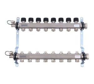 Uponor Smart S коллектор с клапанами стальной, выходы 8X3/4