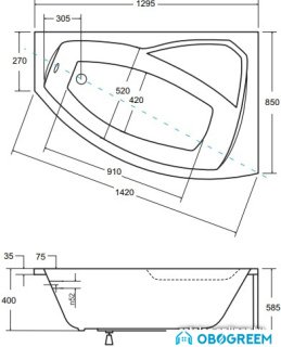 Ванна Besco Rima 140x90 R