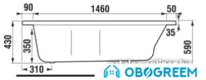 Ванна Jika Tigo 160x80 (правый) [2.2221.0.000.000.1]
