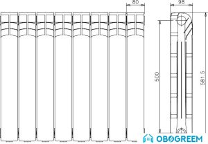Алюминиевый радиатор Ferroli Proteo HP 600 (9 секций)