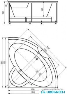 Ванна Aquatek Поларис 2 155x155 (с гидромассажем и экраном)
