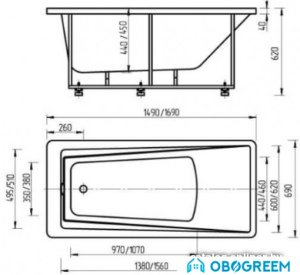 Ванна Aquatek Либра 170x70 (с экраном, слив слева)