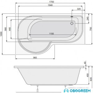 Ванна Poolspa Intea 170x100 L