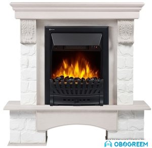 Портал Firelight Forte Classic (камень белый/шпон беленый дуб)