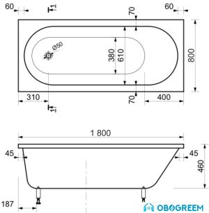 Ванна AquaStone Наоми 170x75