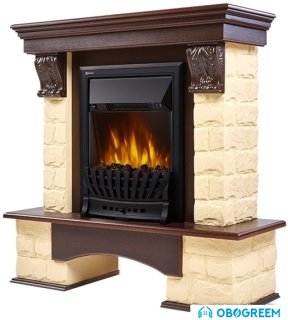 Портал Firelight Forte Classic (камень бежевый/шпон темный дуб)