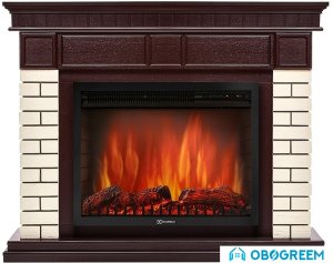 Портал Firelight Bricks 25U (угловой, камень бежевый/шпон темный дуб)