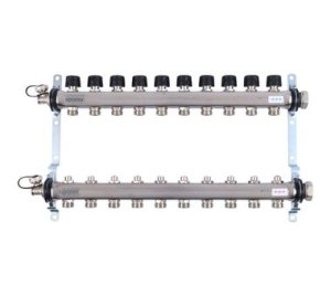 Uponor Smart S коллектор с клапанами стальной, выходы 10X3/4