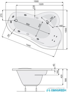 Ванна Poolspa Leda 150x100 L Economy 2 PHAE510SO2C0000