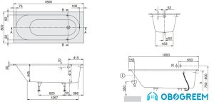 Ванна Villeroy & Boch Oberon 180x80 uBQ170OBE2V-01