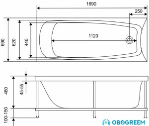 Ванна Eurolux Troya 170x70