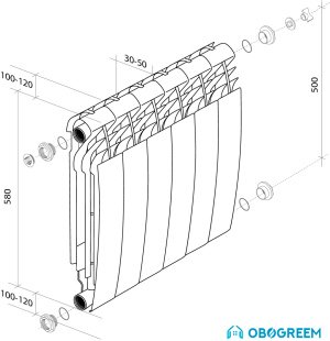 Алюминиевый радиатор Royal Thermo Biliner Alum 500 Silver Satin (6 секций)