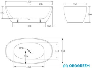 Ванна BelBagno BB81 150х75