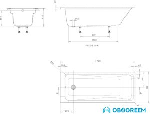 Ванна Jacob Delafon Odeon Up 170x70 [E60801]