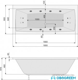 Ванна Poolspa Vita 180x80 Economy 2 PHPE710SO2C0000