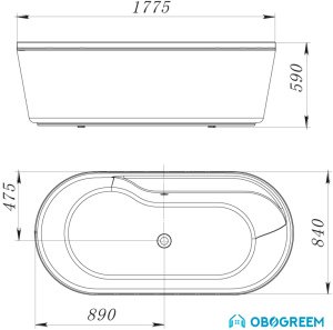 Ванна BelBagno BB14-K 177.5x84