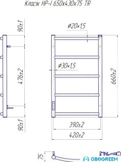 Полотенцесушитель Марио Классик HP -I 65x43 TR (правый)